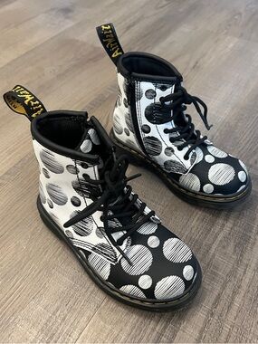 Dr. Martens Junior 1460 Polka Dot Leather Lace-Up Boots